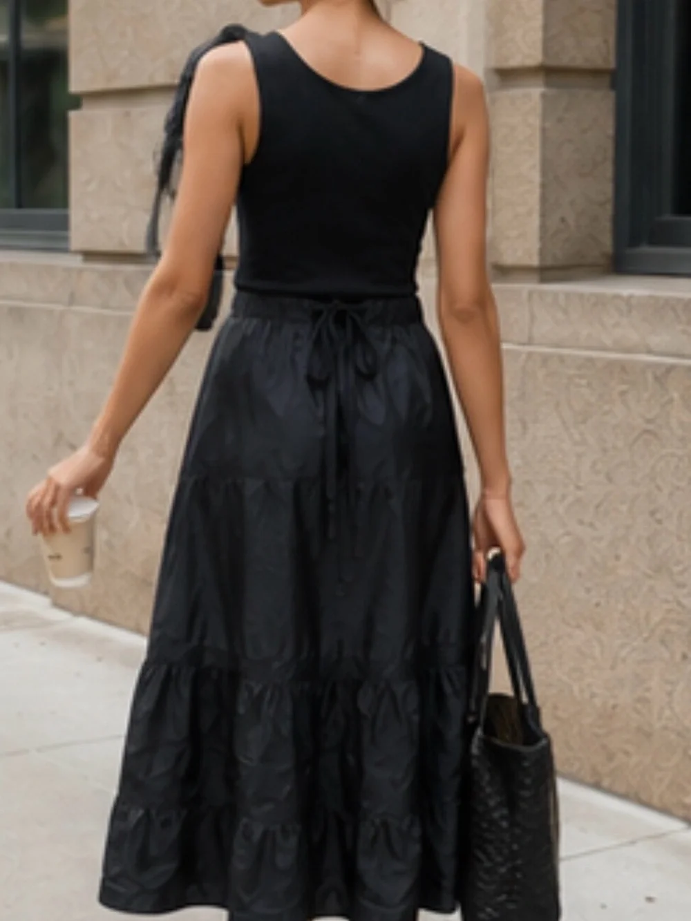 J.Crew Black 100% Silk Tiered Maxi Skirt | Taffeta | Size 8 vintage 2000’s